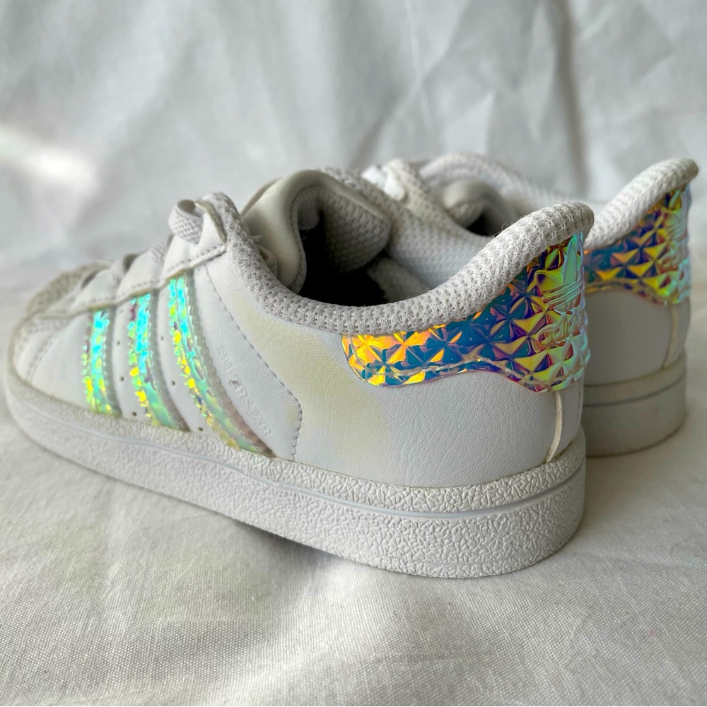 Adidas White ultraviolet glitter laced limited edition leather sneakers 👟9 size